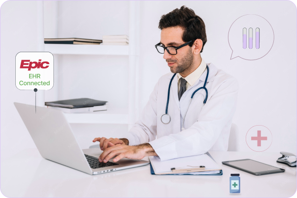 Diagram showing healthcare application connected with EHR from the beginning